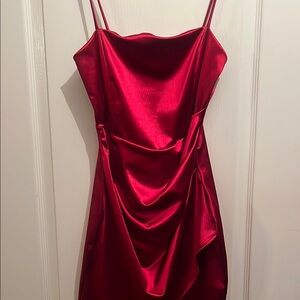Red Spaghetti Strap Slip Mini Dress